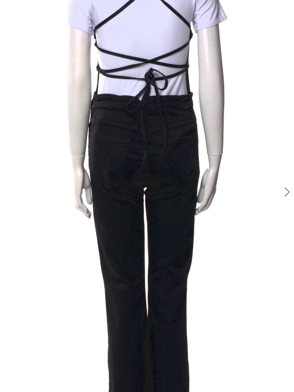 MOTHER Black Denim Square Neck Backless Tie Jumpsuit Overalls Size 27 EUC - Picture 7 of 10